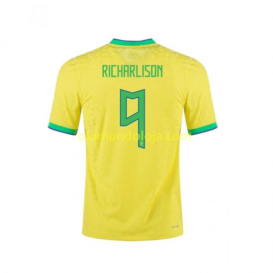 Camisola Brasil RICHARLISON 9 Homem Equipamento Primeiro 2022 Manga Curta